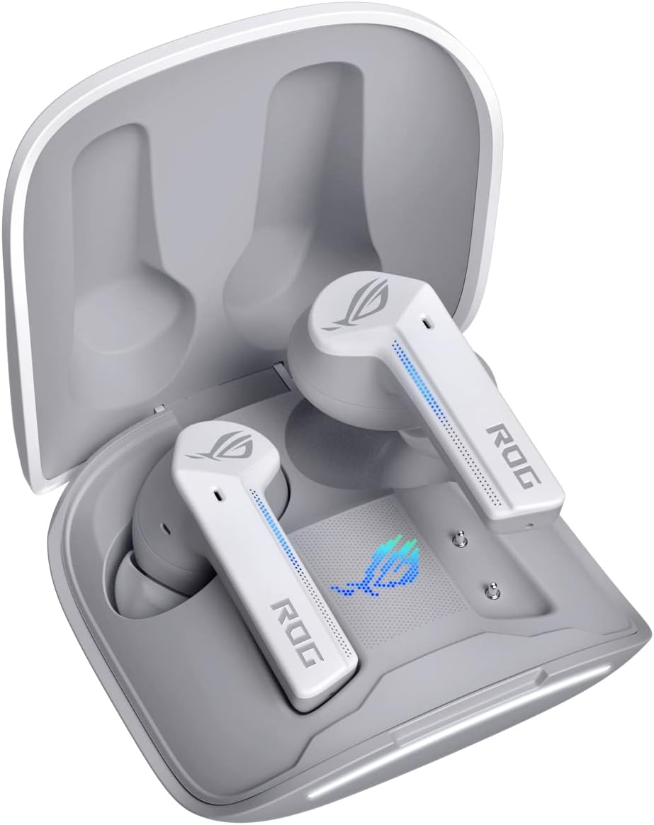 ASUS ROG Cetra True Wireless Moonlight White Gaming Earphones - Low-Latency, Hybrid ANC, Bluetooth, Fast Charging, Up To 27 Hours Battery, IPX4 Water Resistance, Wireless Charging Case ASUS ROG Cetra True Wireless Moonlight White Gaming Earphones - Low-Latency, Hybrid ANC, Bluetooth, Fast Charging, Up To 27 Hours Battery, IPX4 Water Resistance, Wireless Charging Case
